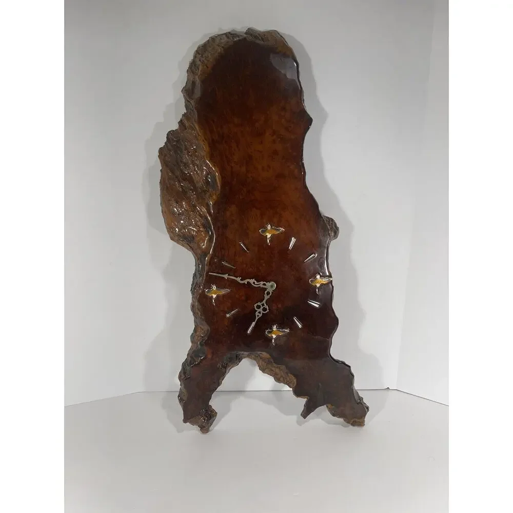 Burl Wood Wall Clock Burl Redwood Gorgeous Vintage Custom Duck‎ Goose Image Real